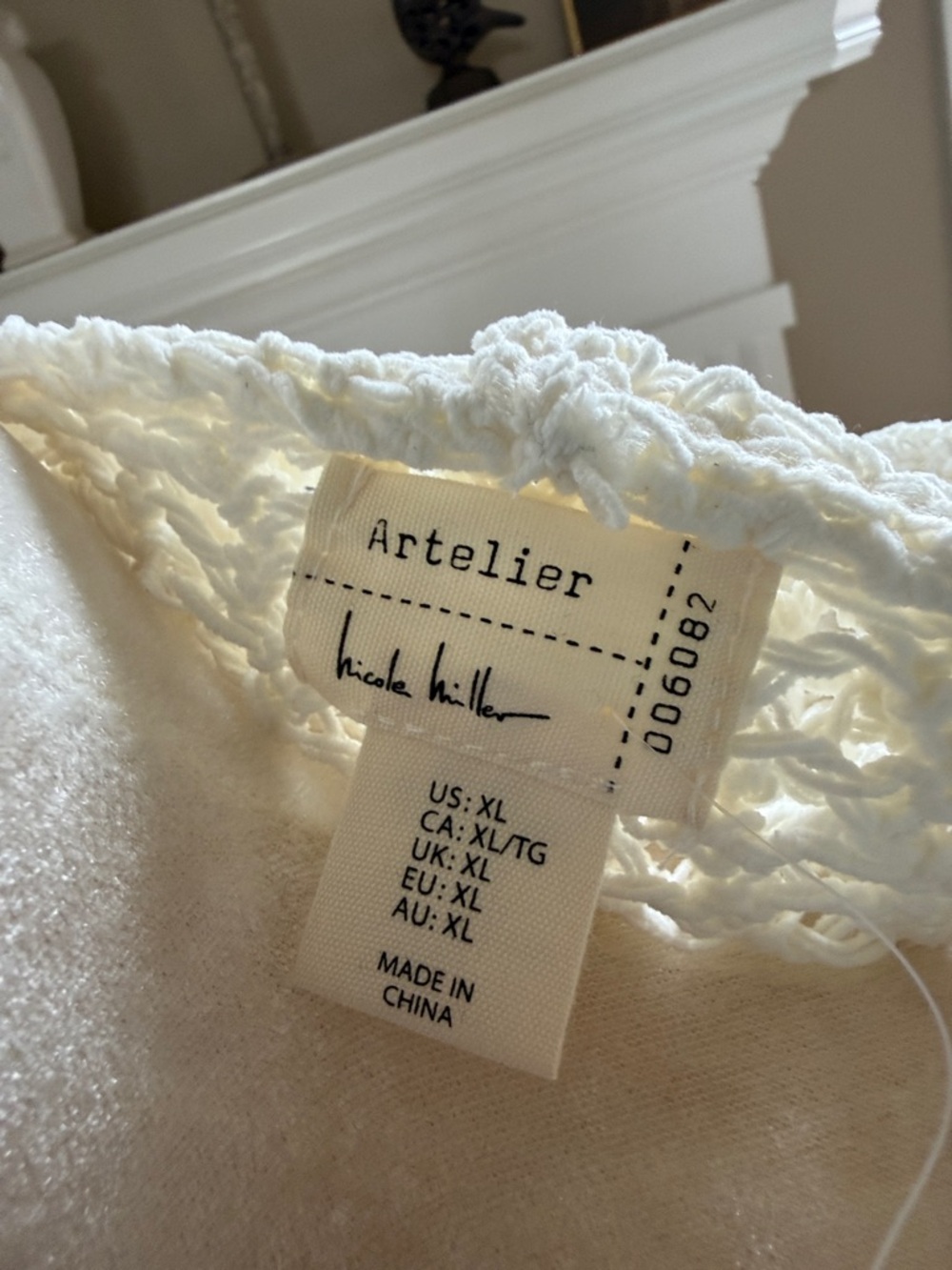 Women's Cream Open-Knit Hoodie Sweater Nicole Miller - Picture 2 of 6